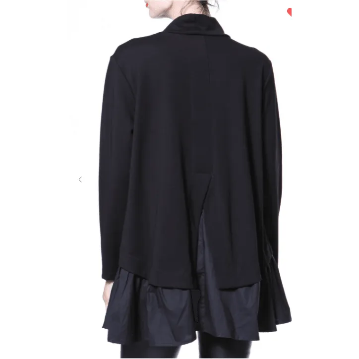 Knit woven ruffle tunic top