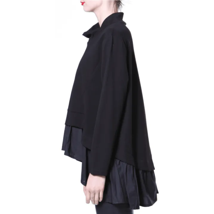 Knit woven ruffle tunic top