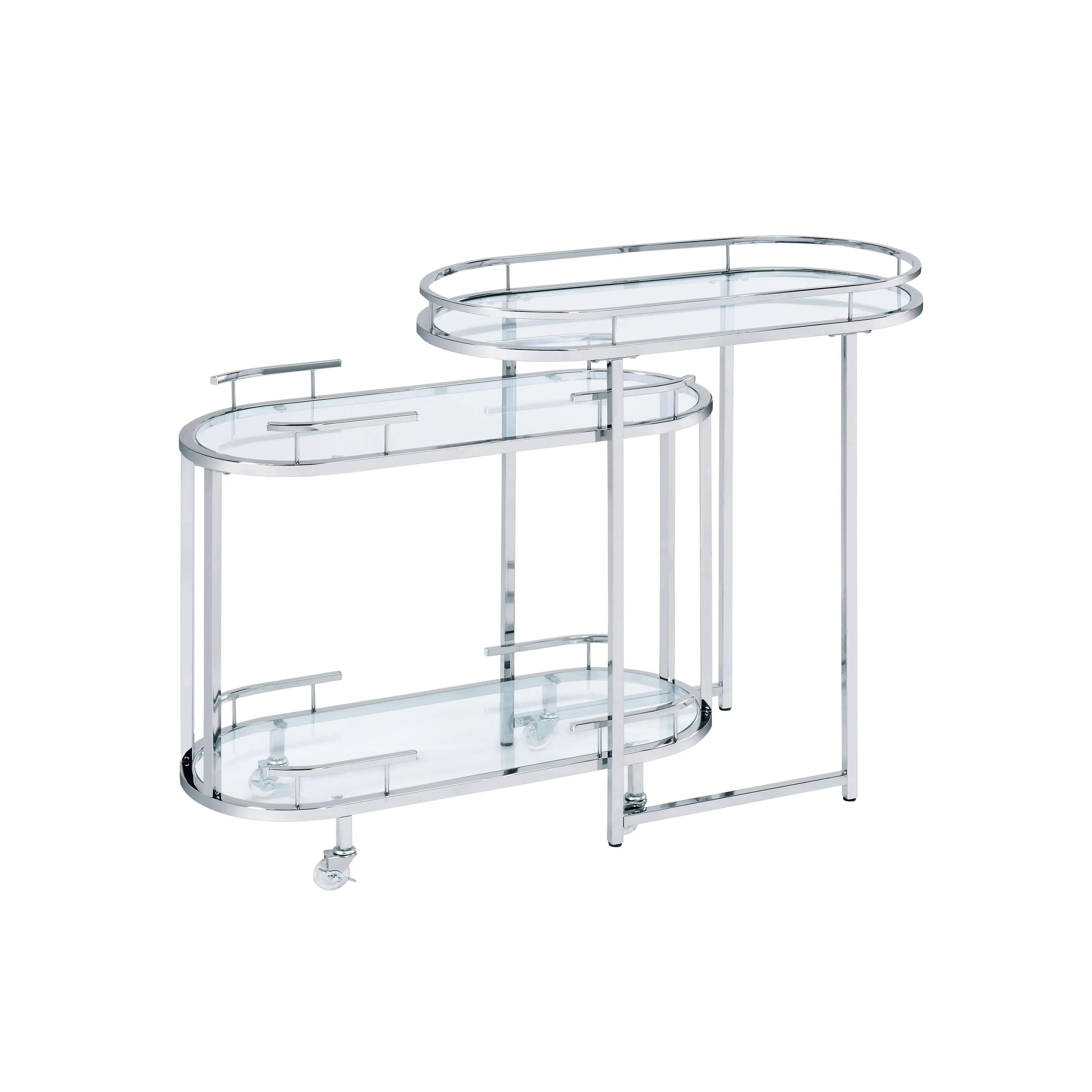 Kristopher Glam Chrome and Glass 2-Piece Bar Cart