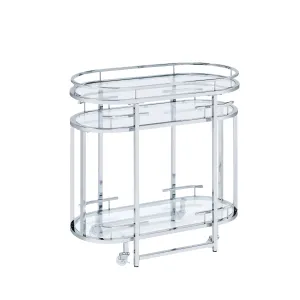 Kristopher Glam Chrome and Glass 2-Piece Bar Cart