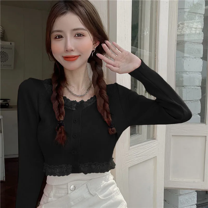 Lace Cardigan Button Top