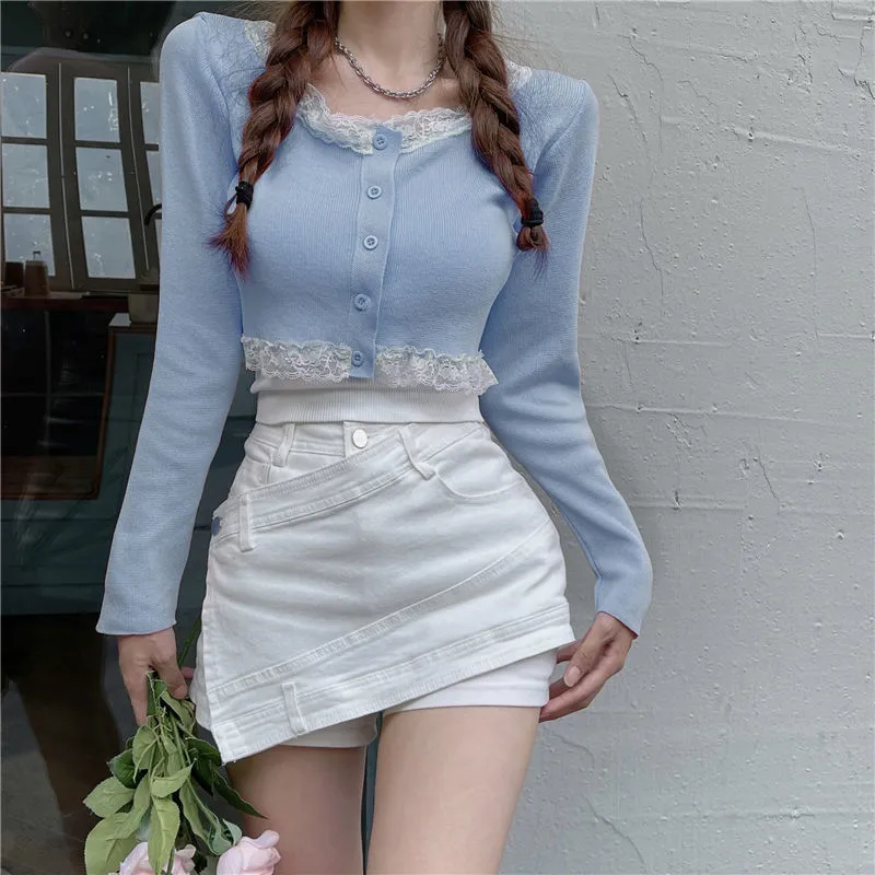 Lace Cardigan Button Top