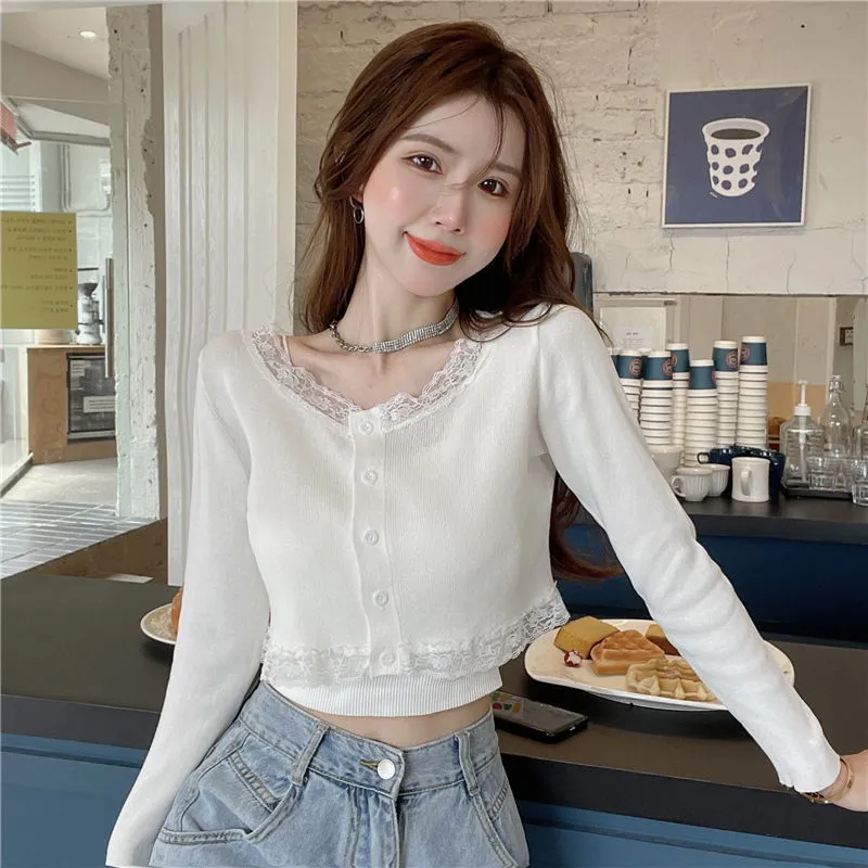 Lace Cardigan Button Top