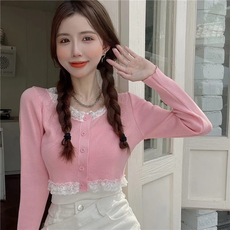Lace Cardigan Button Top