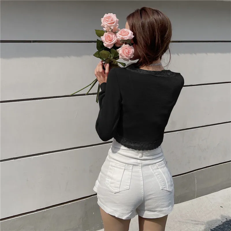 Lace Cardigan Button Top