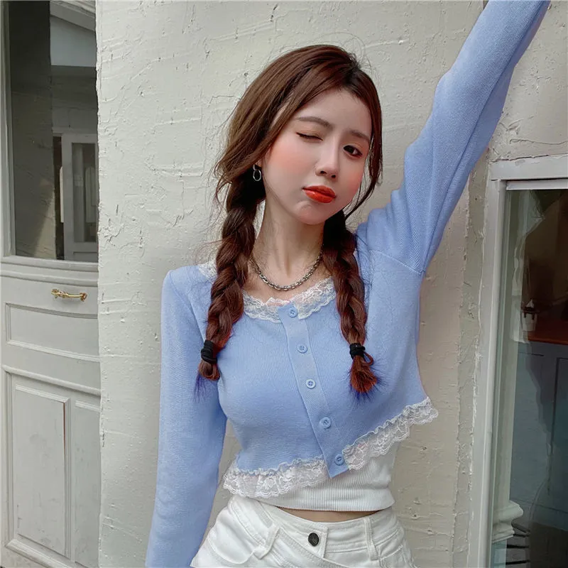 Lace Cardigan Button Top