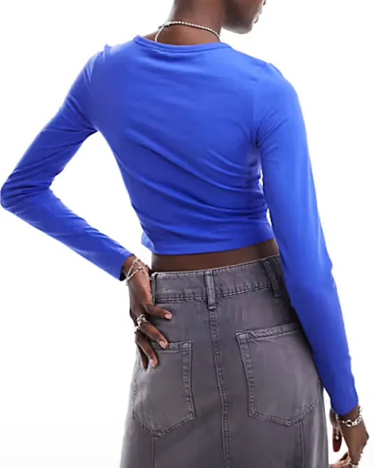 Ladies Long Sleeve Cropped Top