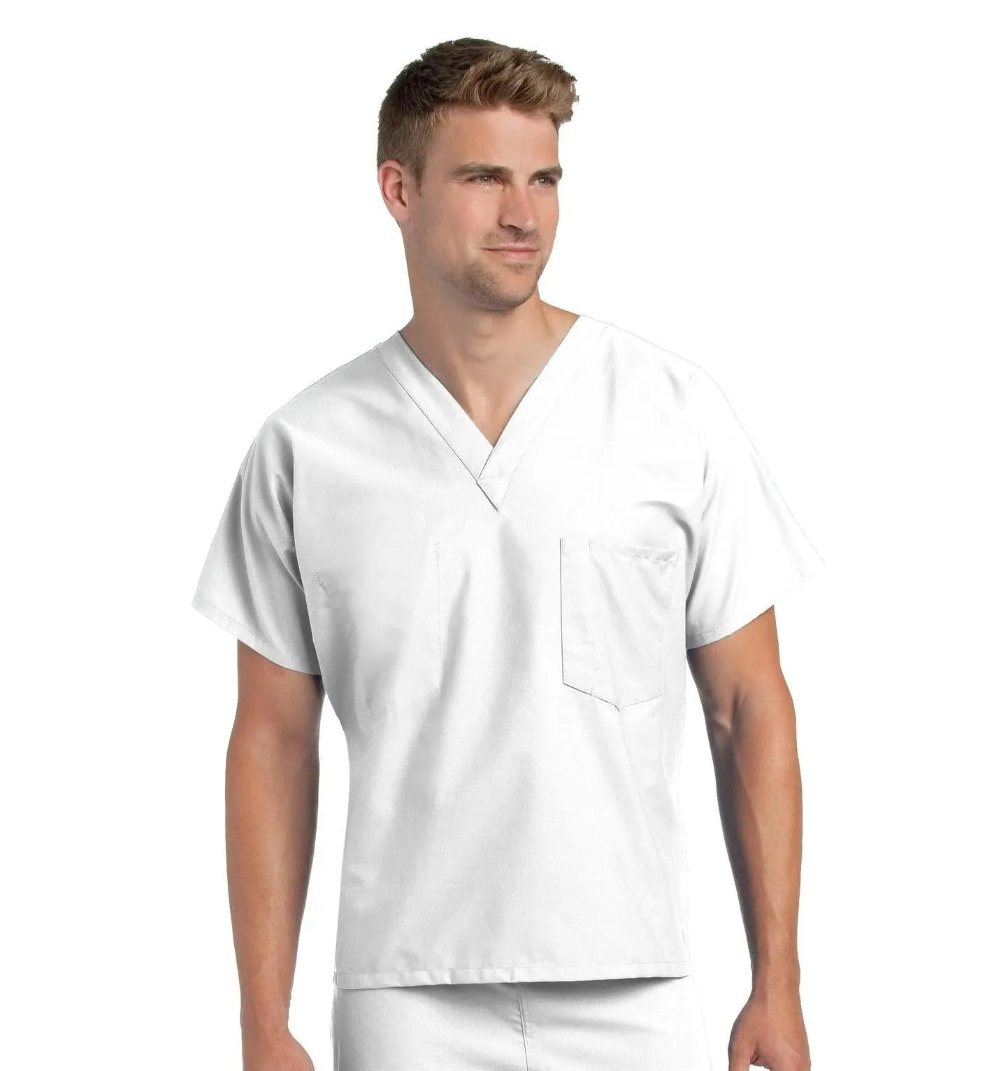 Landau Essentials Unisex 1-Pocket V-Neck Scrub Top - Tall Sizes