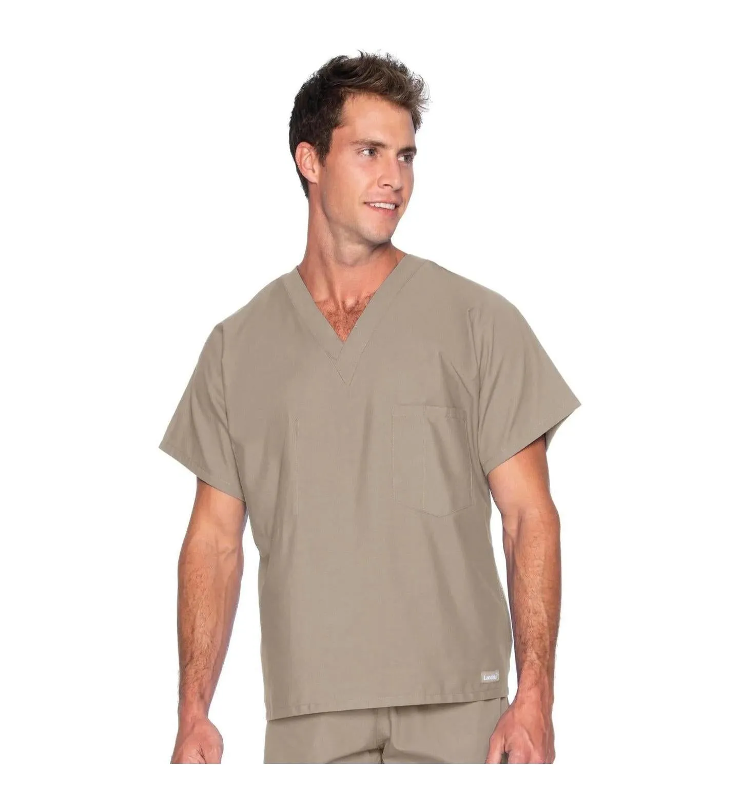 Landau Essentials Unisex 1-Pocket V-Neck Scrub Top - Tall Sizes