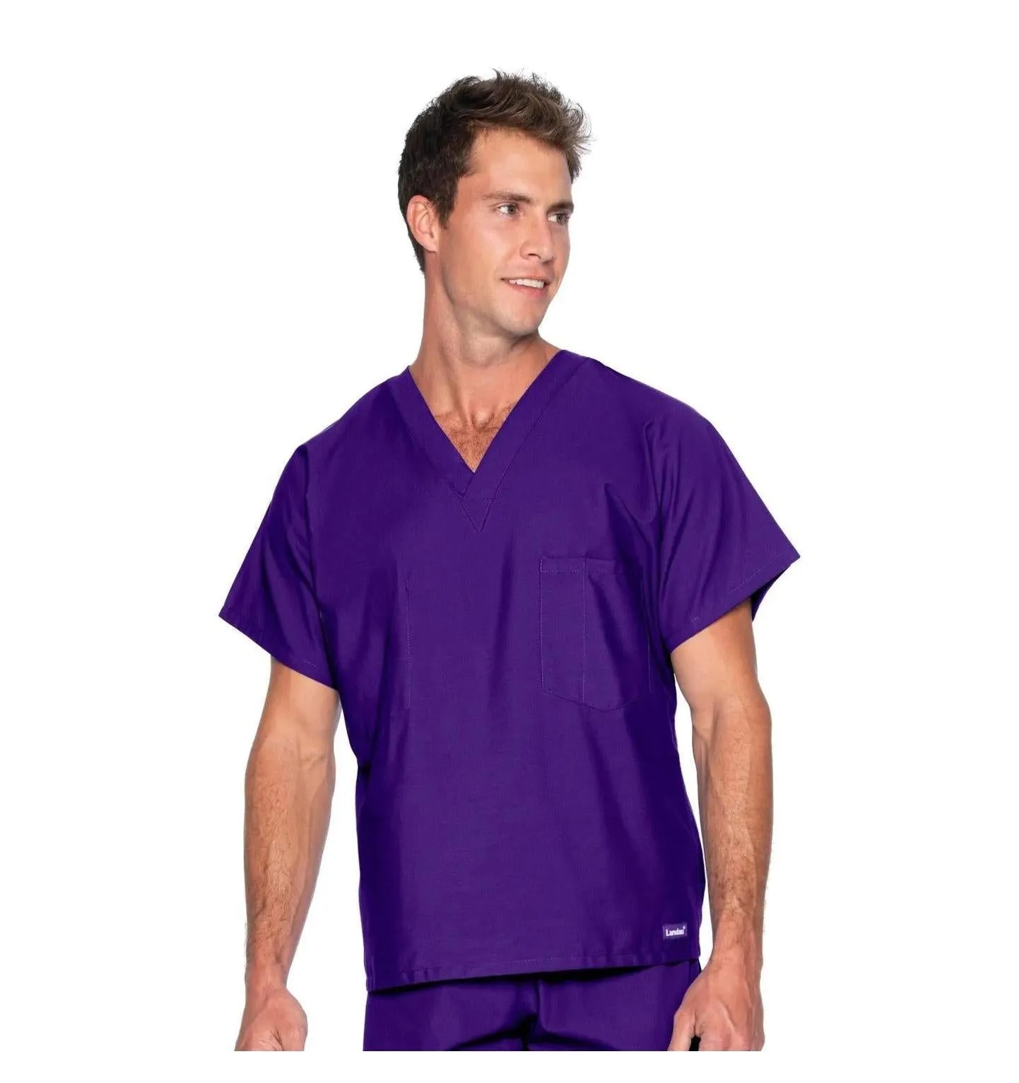 Landau Essentials Unisex 1-Pocket V-Neck Scrub Top