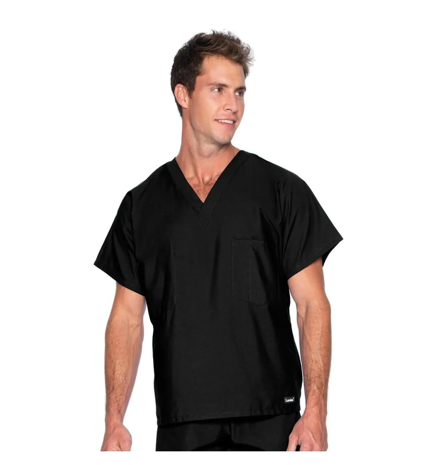 Landau Essentials Unisex 1-Pocket V-Neck Scrub Top