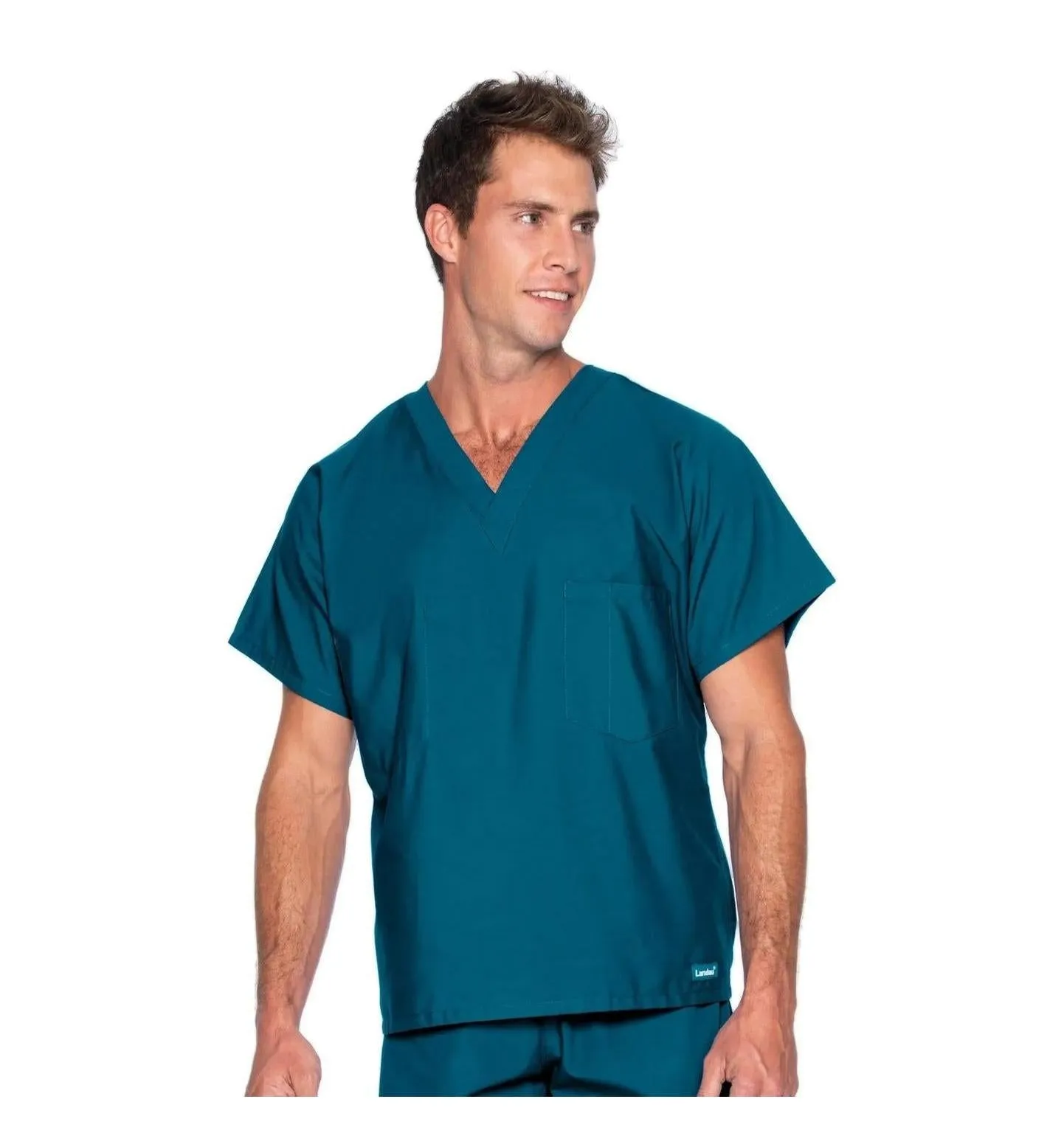 Landau Essentials Unisex 1-Pocket V-Neck Scrub Top