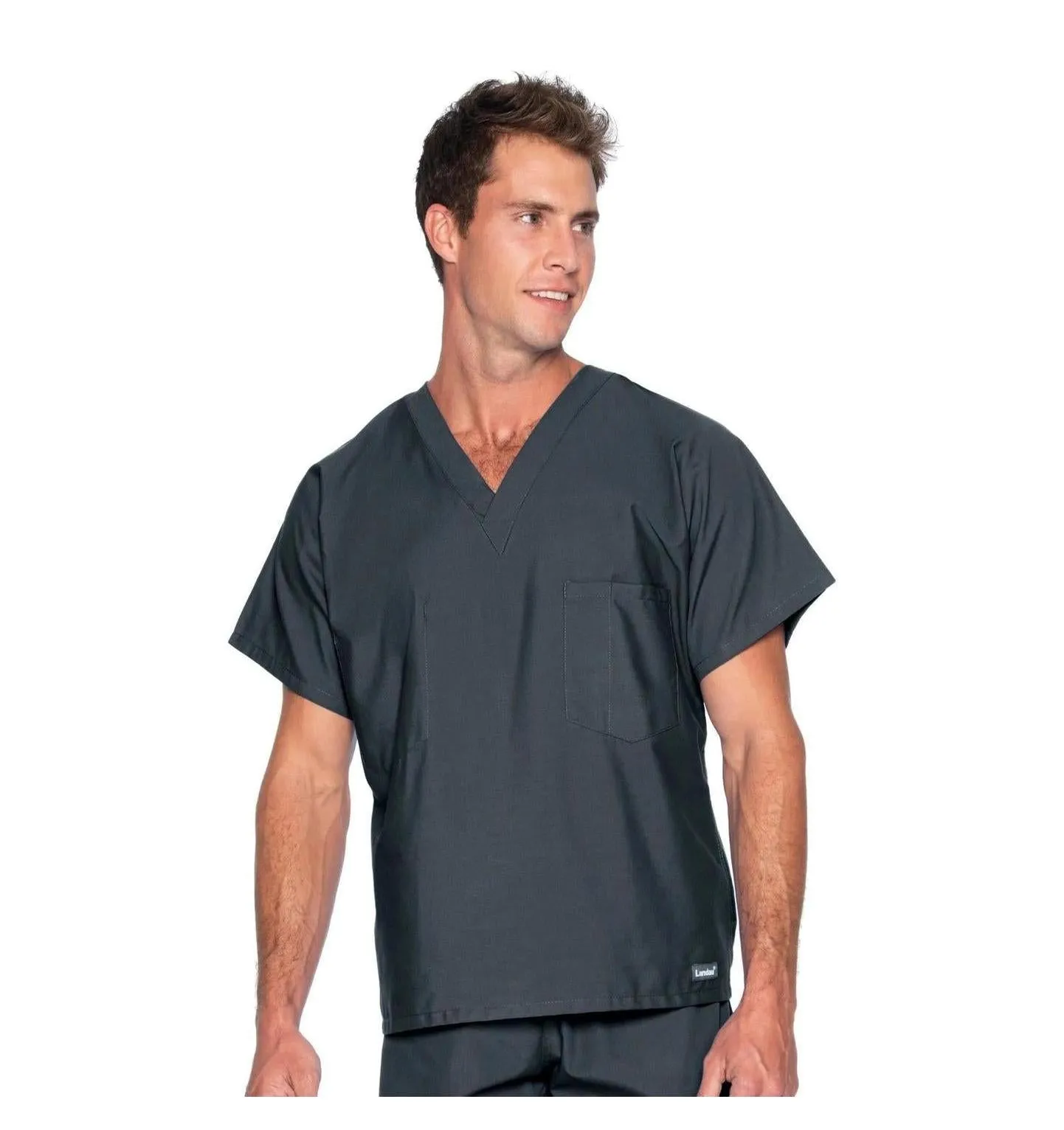 Landau Essentials Unisex 1-Pocket V-Neck Scrub Top