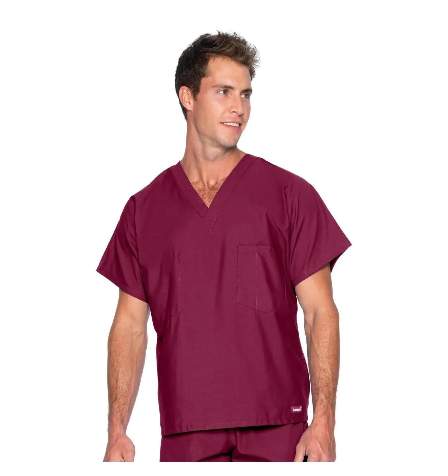 Landau Essentials Unisex 1-Pocket V-Neck Scrub Top
