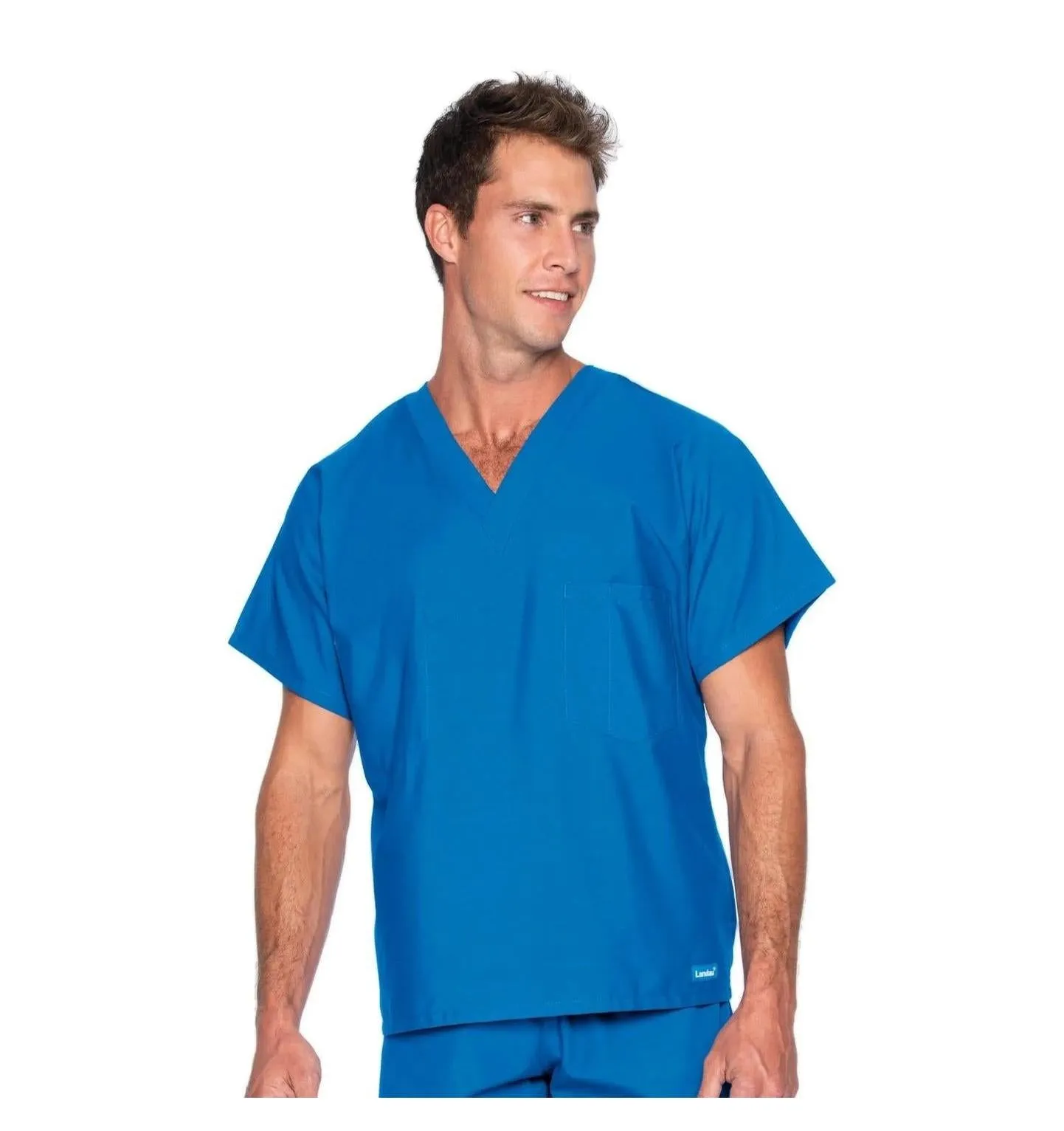 Landau Essentials Unisex 1-Pocket V-Neck Scrub Top