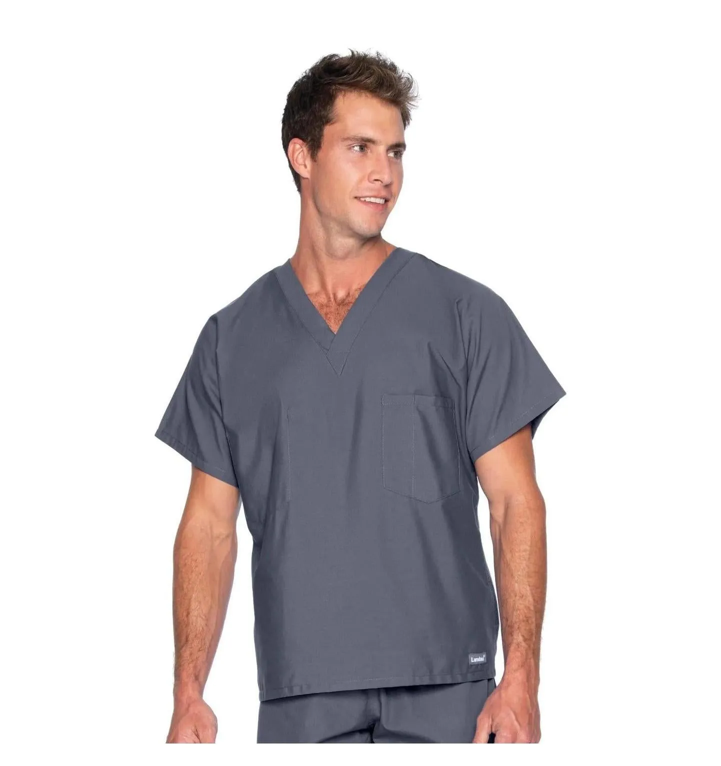 Landau Essentials Unisex 1-Pocket V-Neck Scrub Top