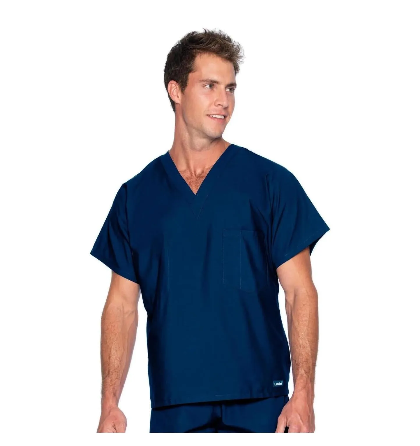 Landau Essentials Unisex 1-Pocket V-Neck Scrub Top
