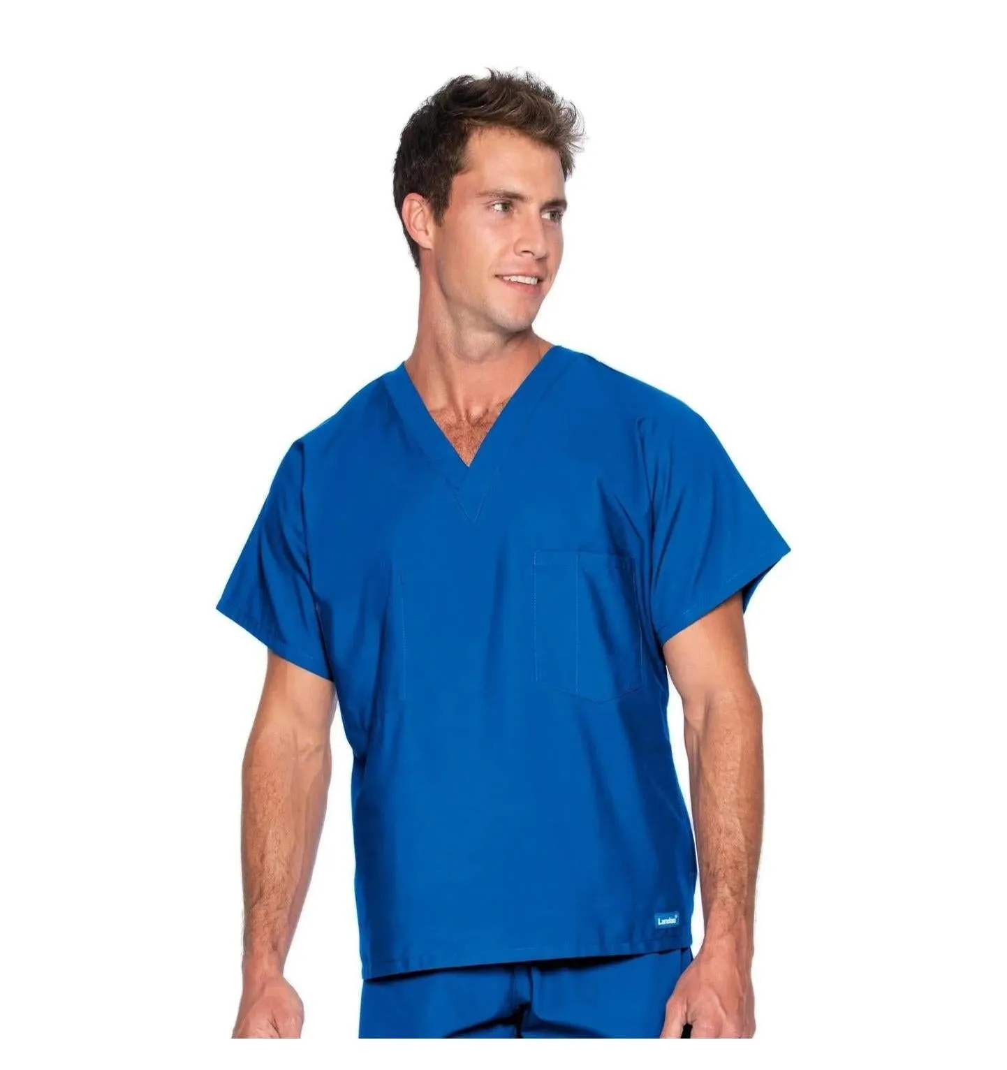 Landau Essentials Unisex 1-Pocket V-Neck Scrub Top