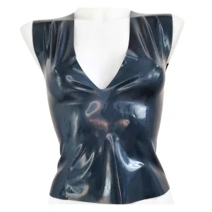 Latex Sleeveless V Neck Top