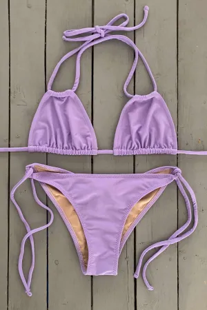 Lavender Double String Triangle Bikini Top