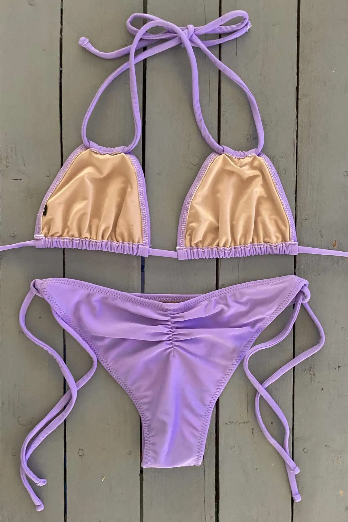 Lavender Double String Triangle Bikini Top