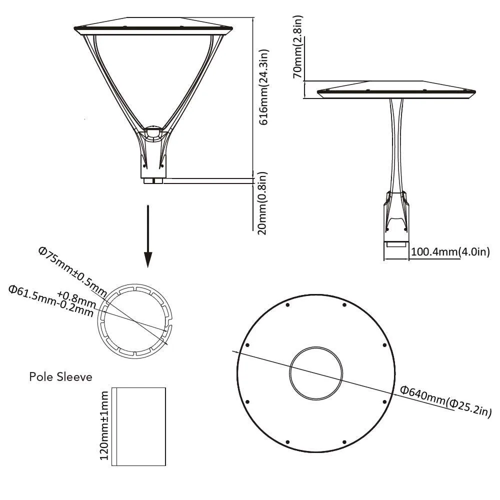LED Post Top Light, 130 Watts, 15800 Lumens, 30K/40K/50K, 120-277V