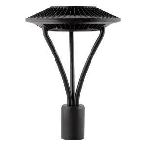 LED Post Top Light, 52 Watts, 6500 Lumens, 5000K, Post Top Mount, 120-277V, Black