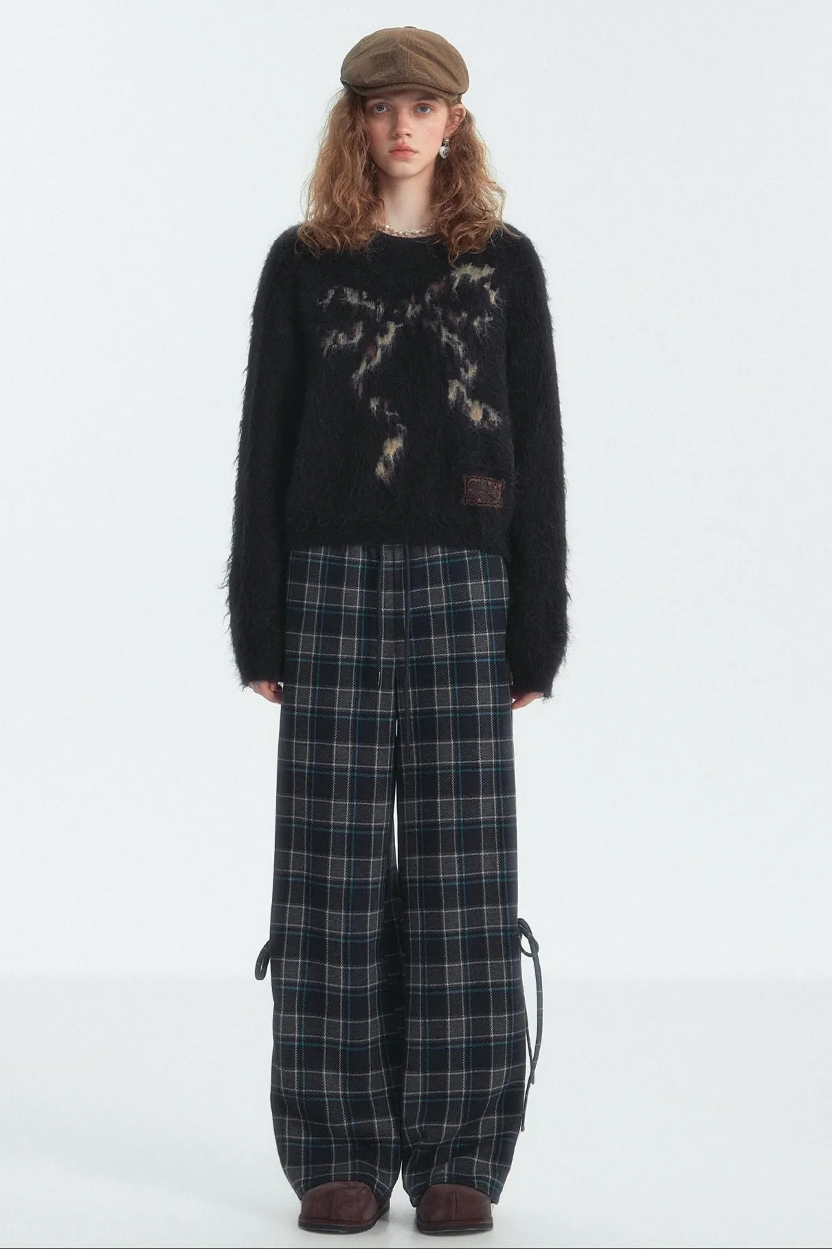 Leopard-Print Bow Crewneck Jumper