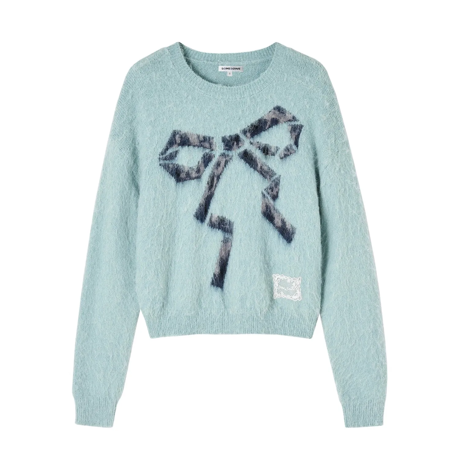 Leopard-Print Bow Crewneck Jumper