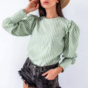 Light Green Puff long sleeve Top