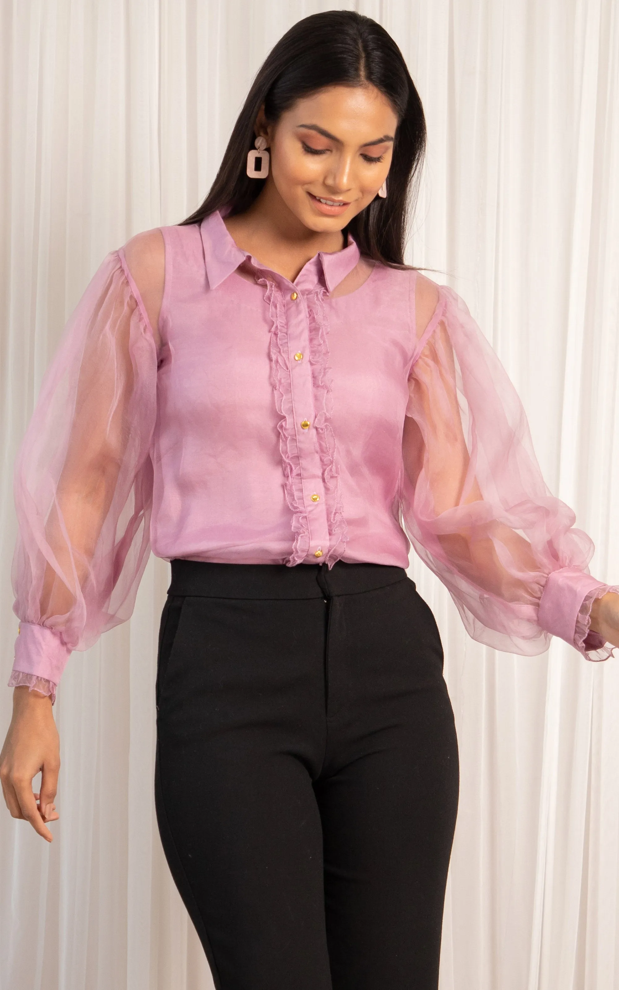 Lilac Silk Organza Top