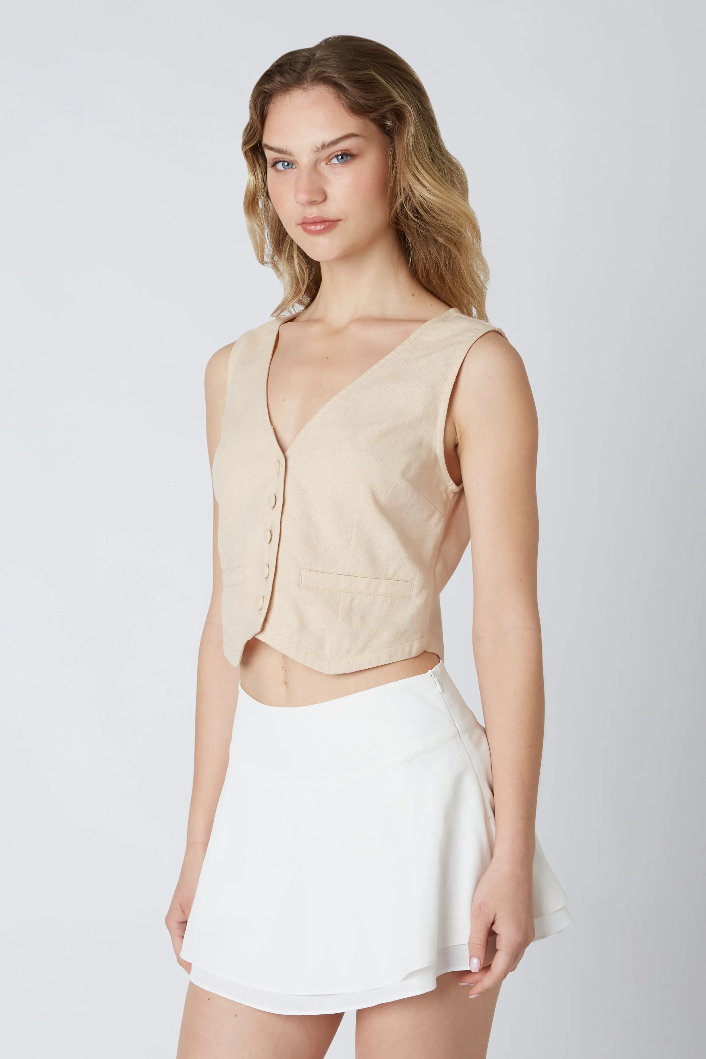 Linen Cropped Vest