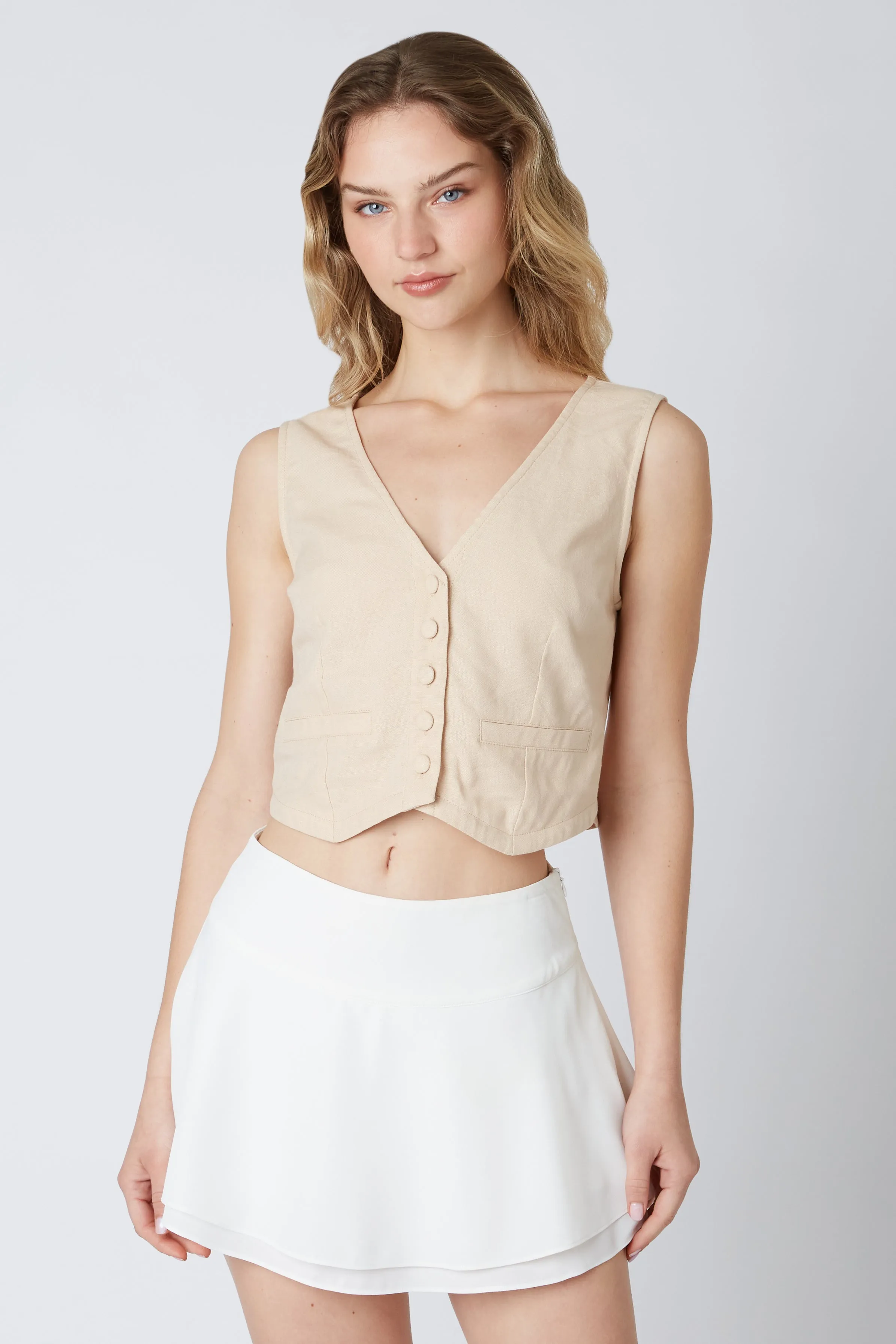 Linen Cropped Vest
