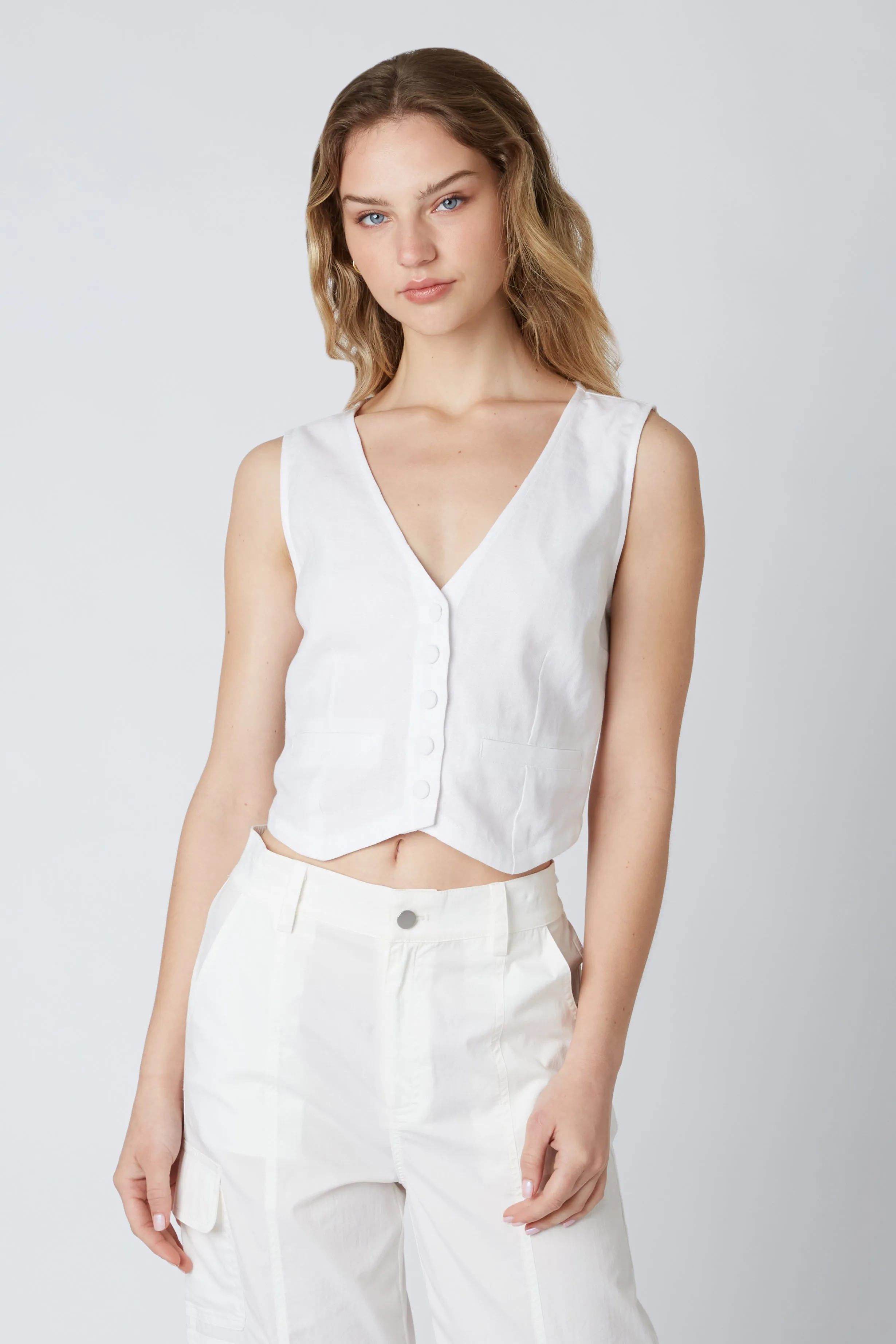 Linen Cropped Vest