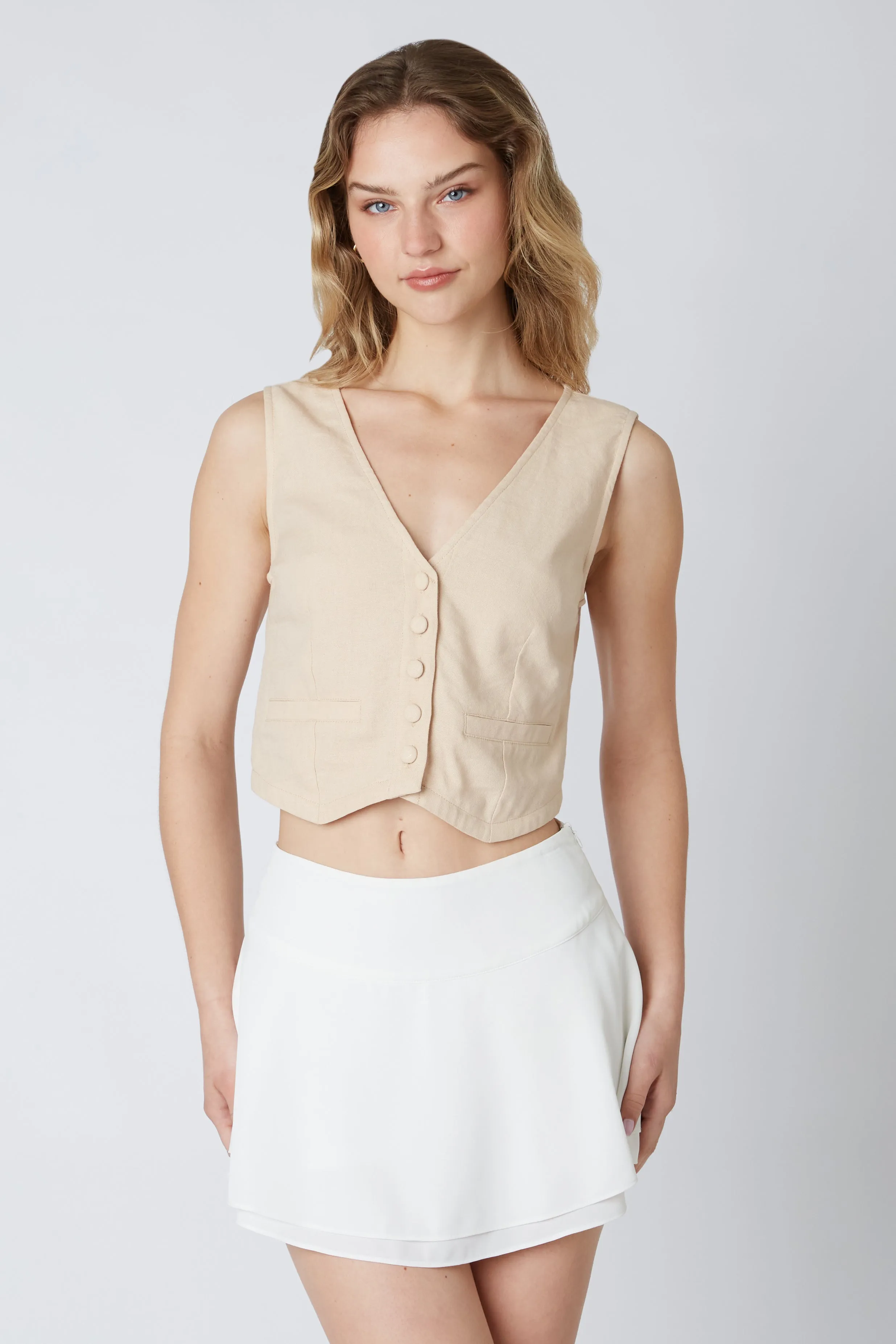 Linen Cropped Vest