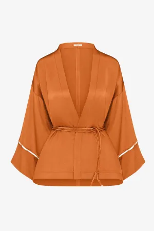 LIQUID SATIN BEADED KIMONO TOP