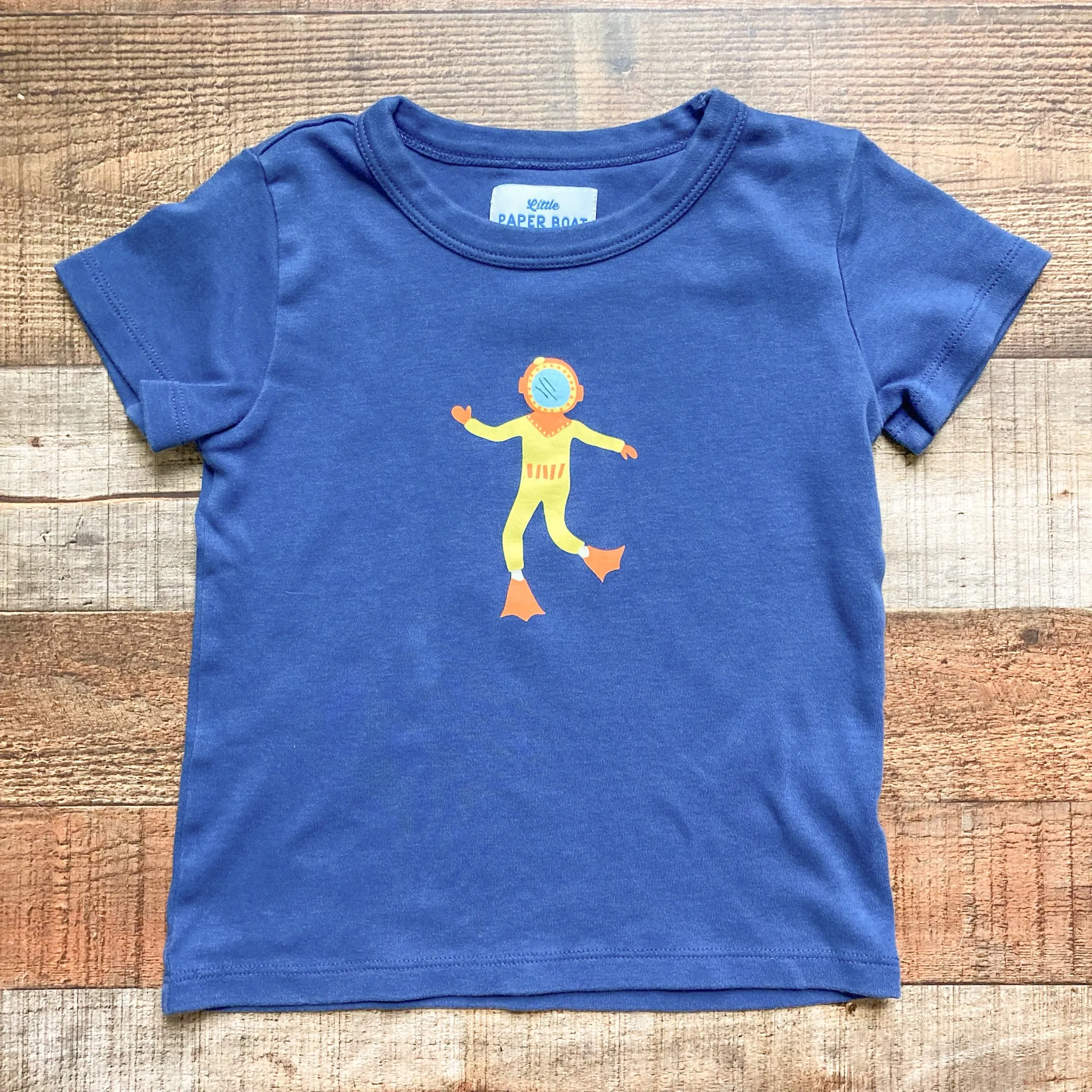 Little Paper Boat Blue Scuba Diver Tee- Size 5