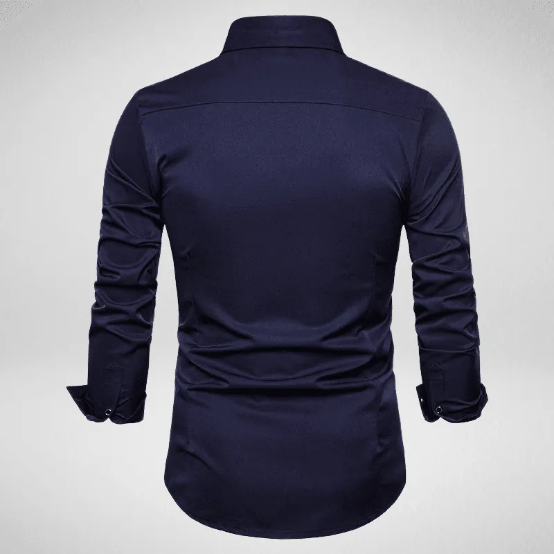 Long Sleeve Embroidered Rose Casual Shirt