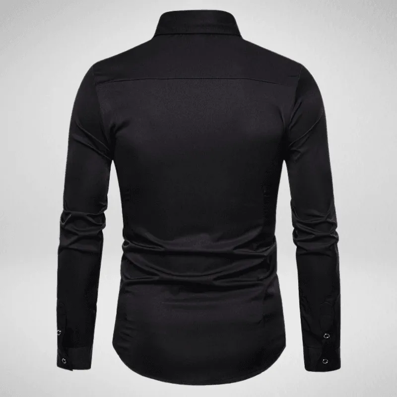 Long Sleeve Embroidered Rose Casual Shirt