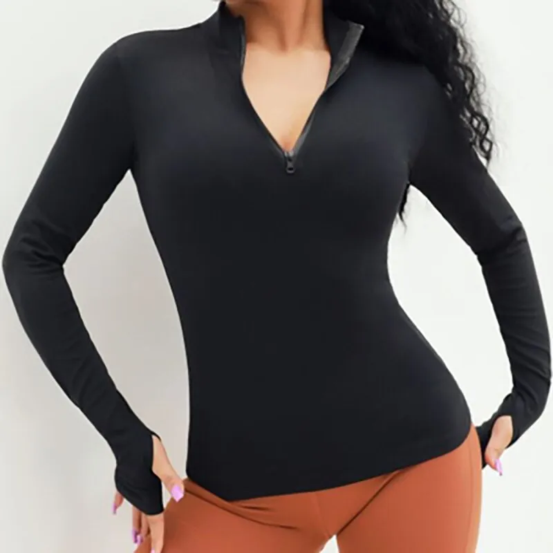 Long Sleeve front Zip Yoga Fitness Top