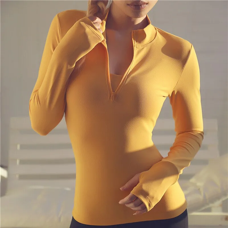 Long Sleeve front Zip Yoga Fitness Top