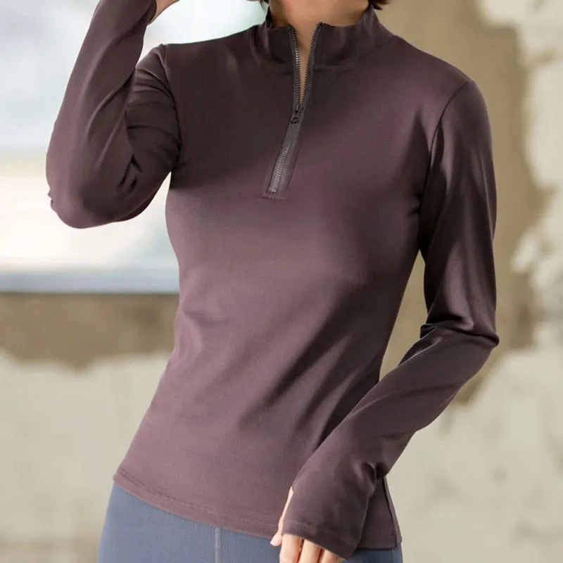 Long Sleeve front Zip Yoga Fitness Top