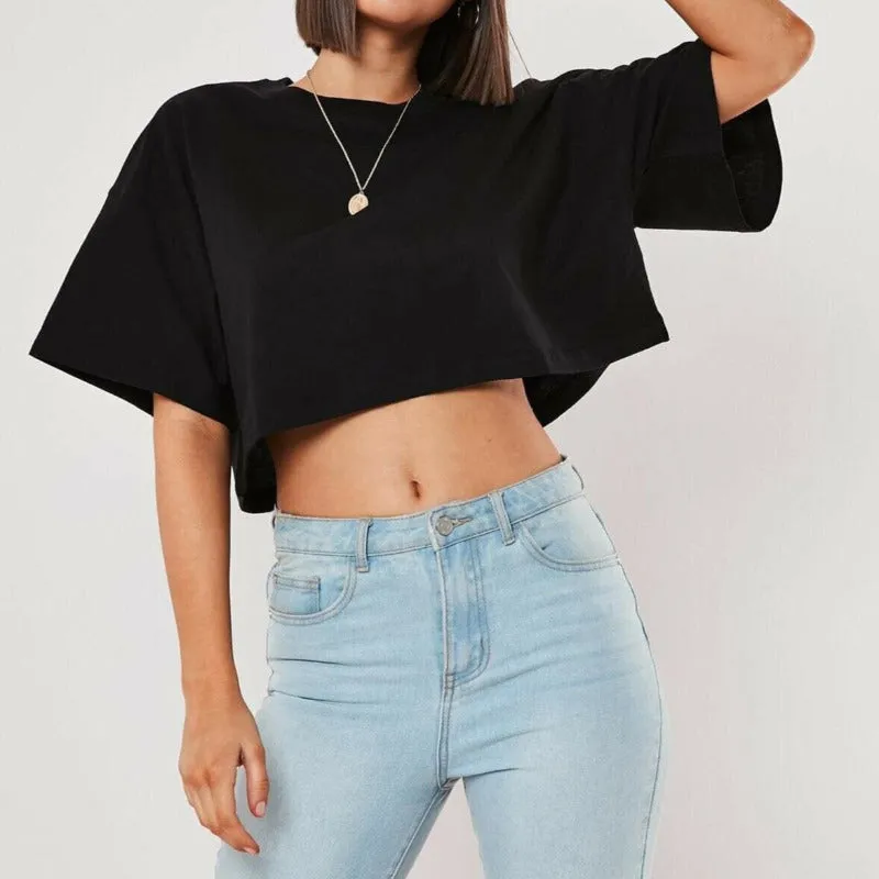 Loose Basic Cropped T-Shirt