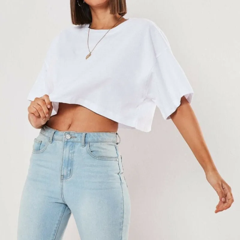 Loose Basic Cropped T-Shirt