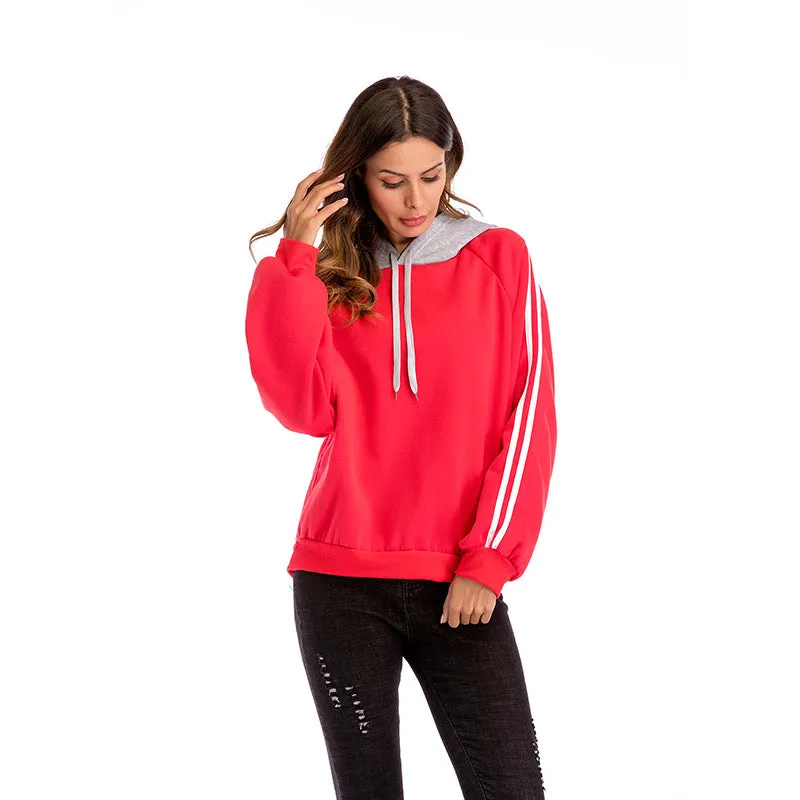Loose Hoodie Sweater Contrast Color