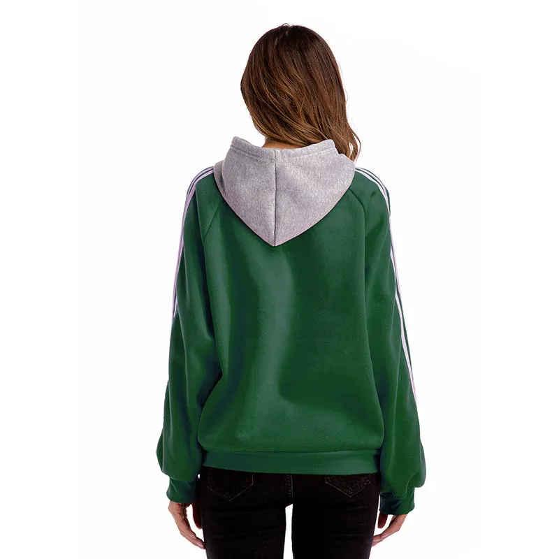 Loose Hoodie Sweater Contrast Color