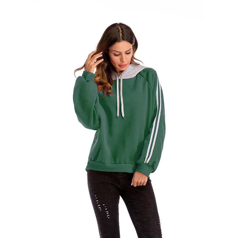 Loose Hoodie Sweater Contrast Color
