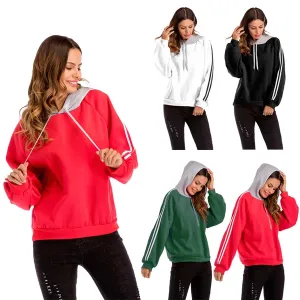 Loose Hoodie Sweater Contrast Color