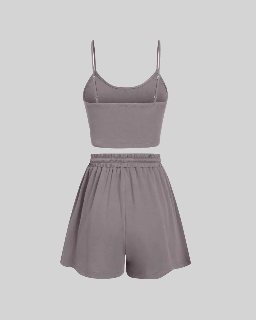Loungewear Basic Set Of Two Lounging Shorts With Top In Mocha