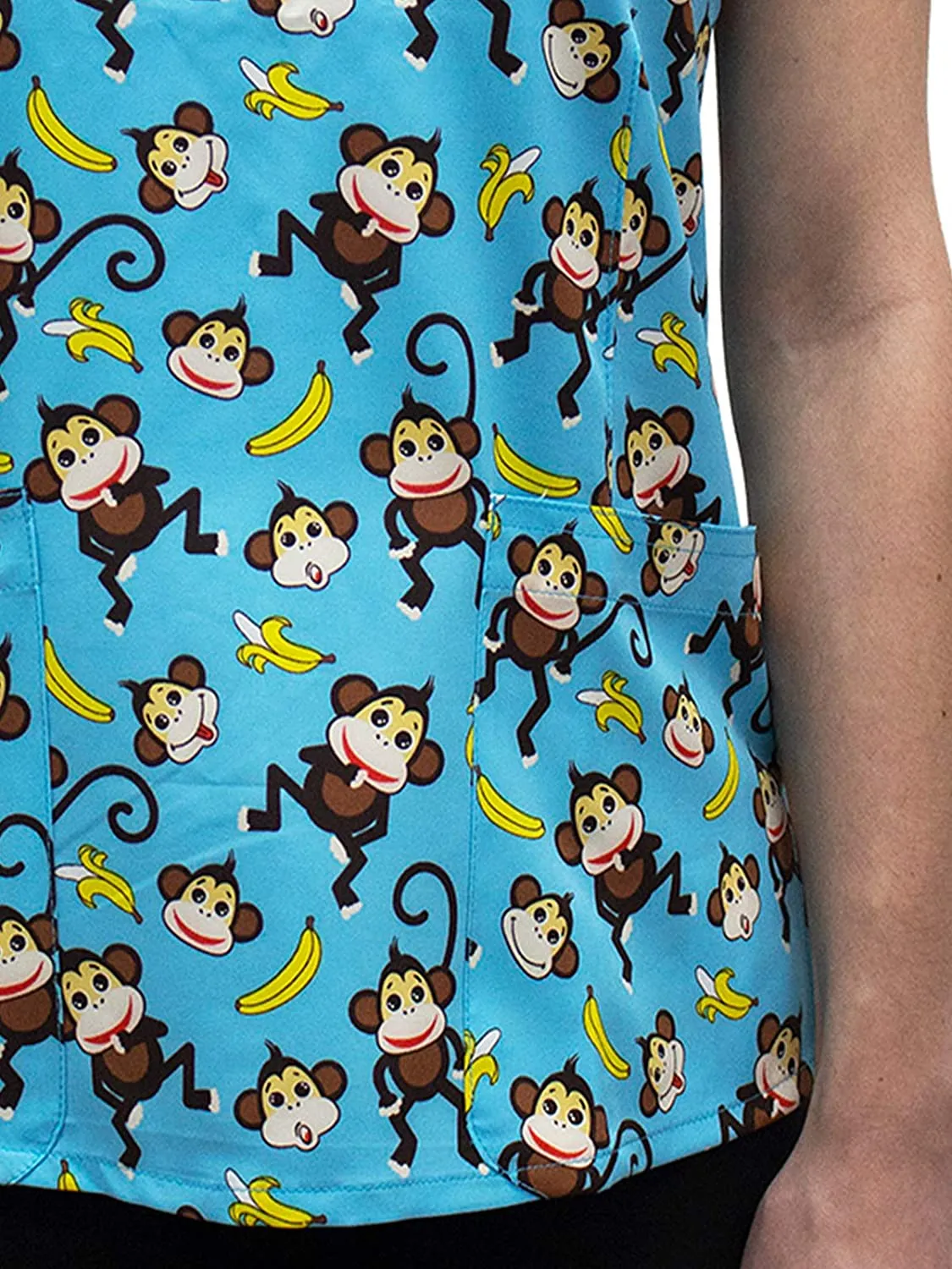 Maevn 1767 MOB Monkey Business Printed V-Neck Scrub Top <br> Sizes S & M
